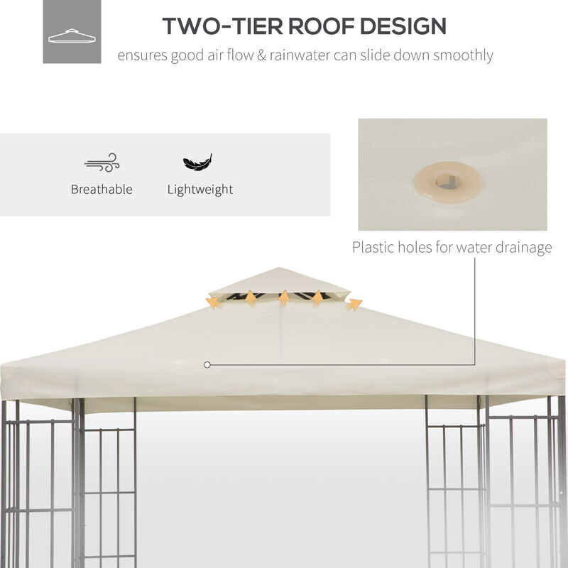 9.84' Square 2-Tier Gazebo Canopy Top Replacement, Cream White
