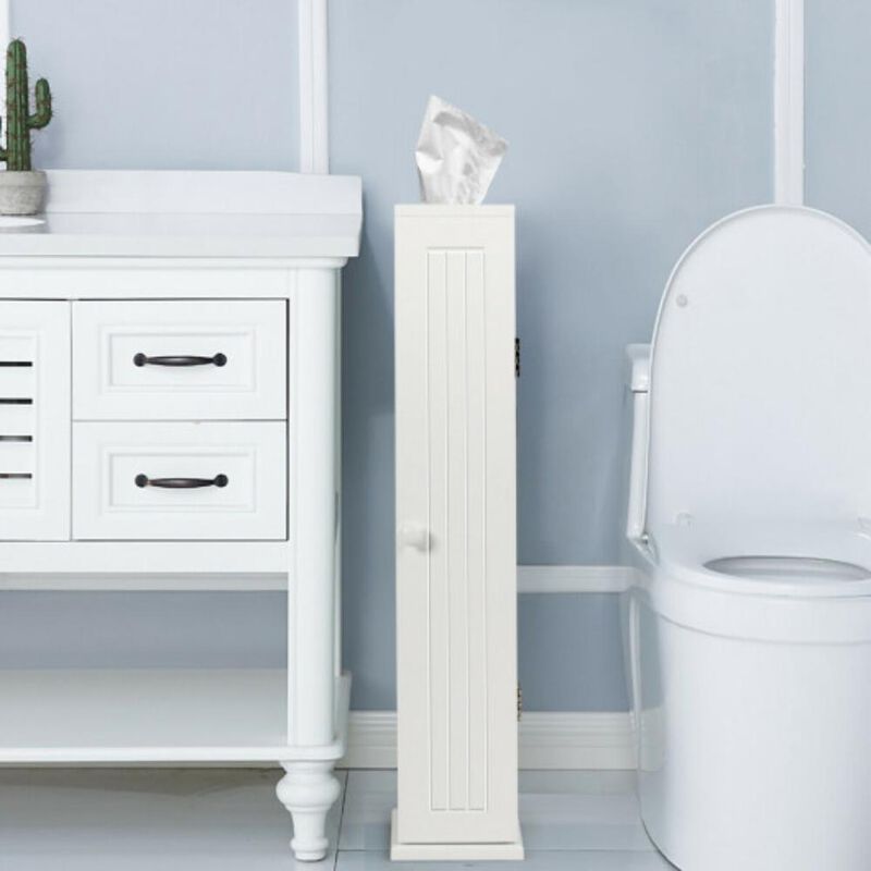 Toilet Tissue Storage Floor Cabinet-White