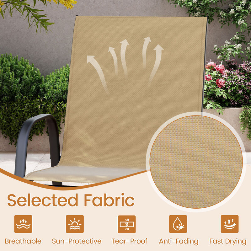 Set of 2 Patio Bar Height Stools with Fabric Seat and Armrests image number 6