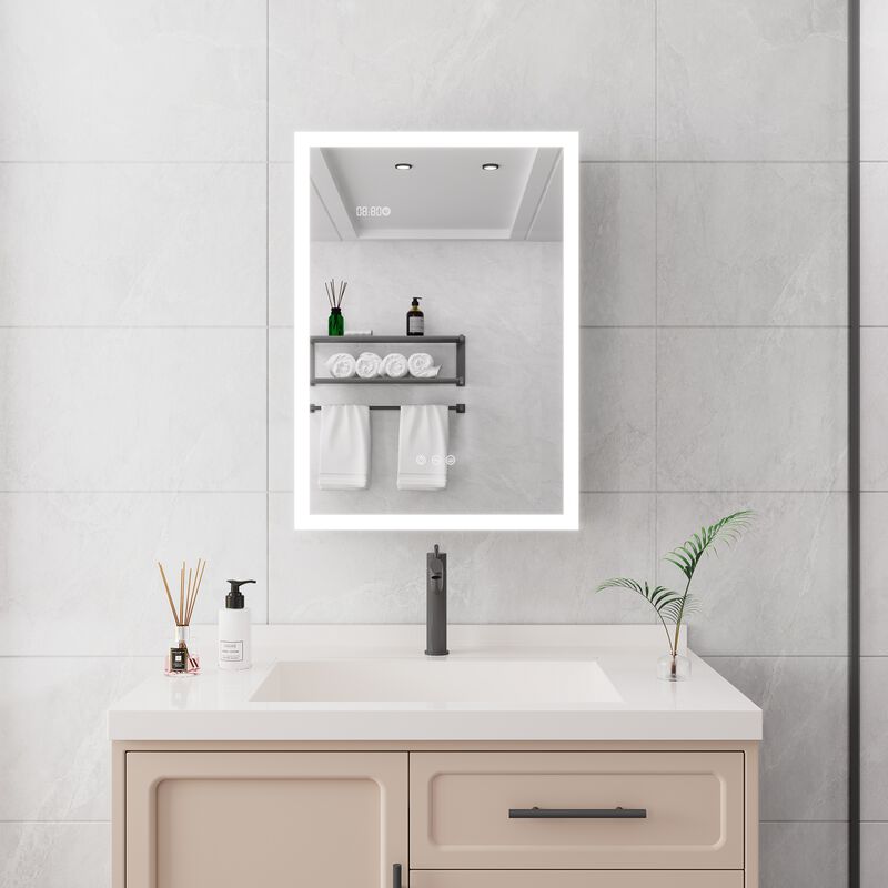 ELEMENT ACE LED Illuminated Medicine Cabinet with Defogger Mirror and Digital Display image number 1