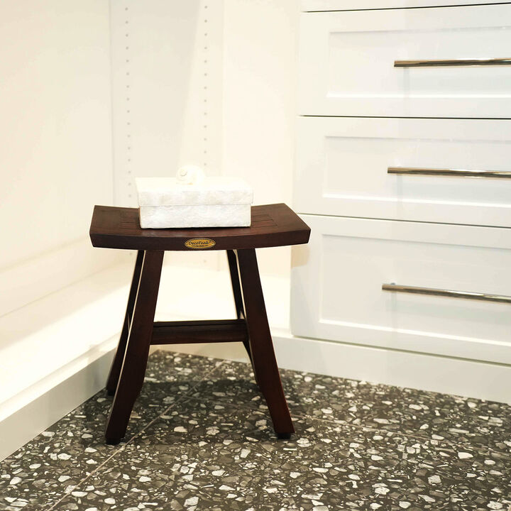 DecoTeak Satori 14" Teak Wood Shower Bench in Woodland Brown Finish
