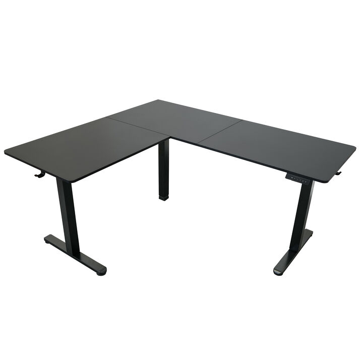 HomeRoots Adjustable Black Wood and Steel L Shape Standing Desk