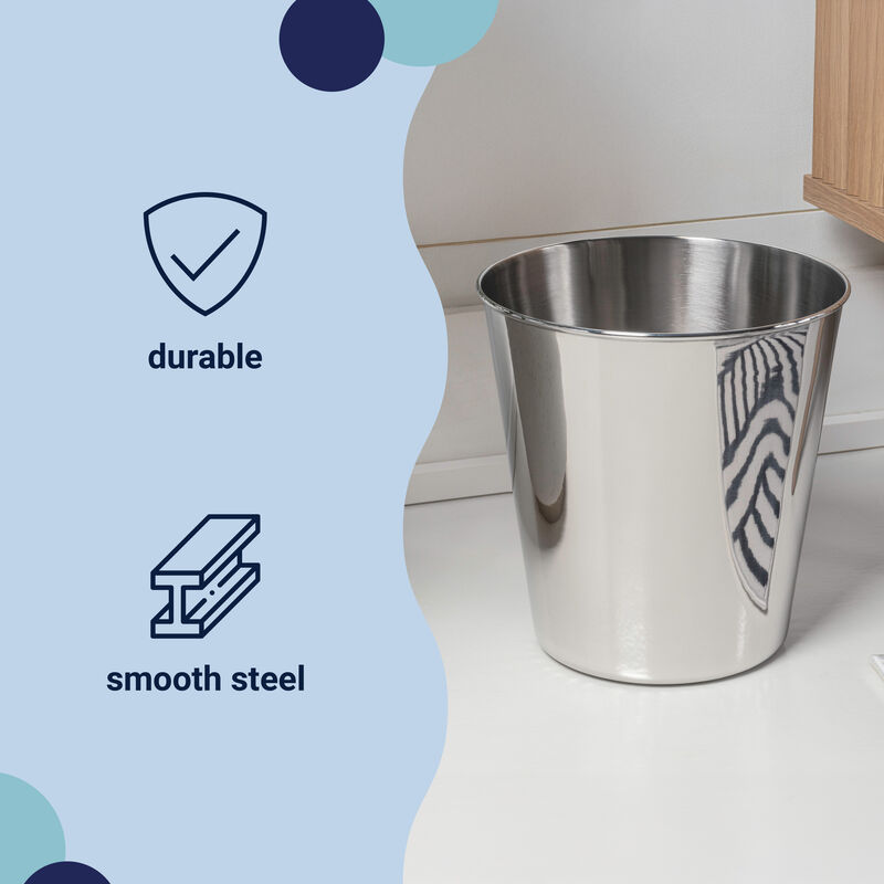 Remi Modern Classic Textured Steel 2-Gallon Wastebasket