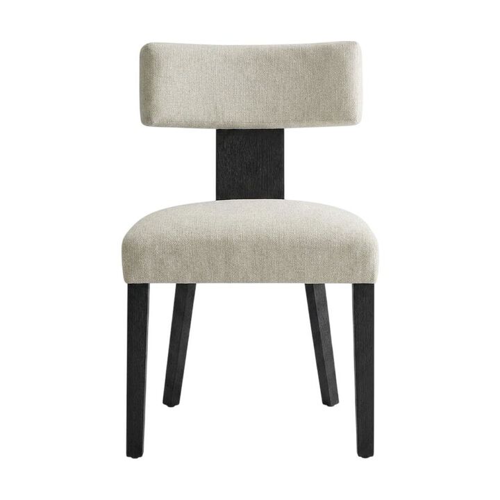 Fabric Upholstered Modern Dining Chair, Heathered Weave Gray Black, Set of 2