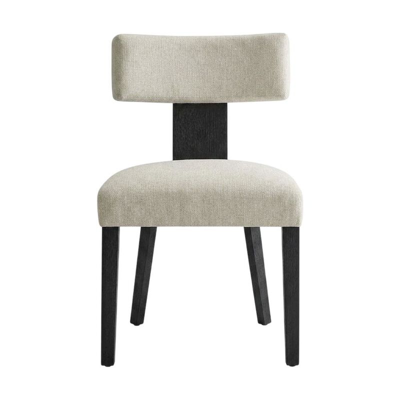 Fabric Upholstered Modern Dining Chair, Heathered Weave Gray Black, Set of 2 image number 0