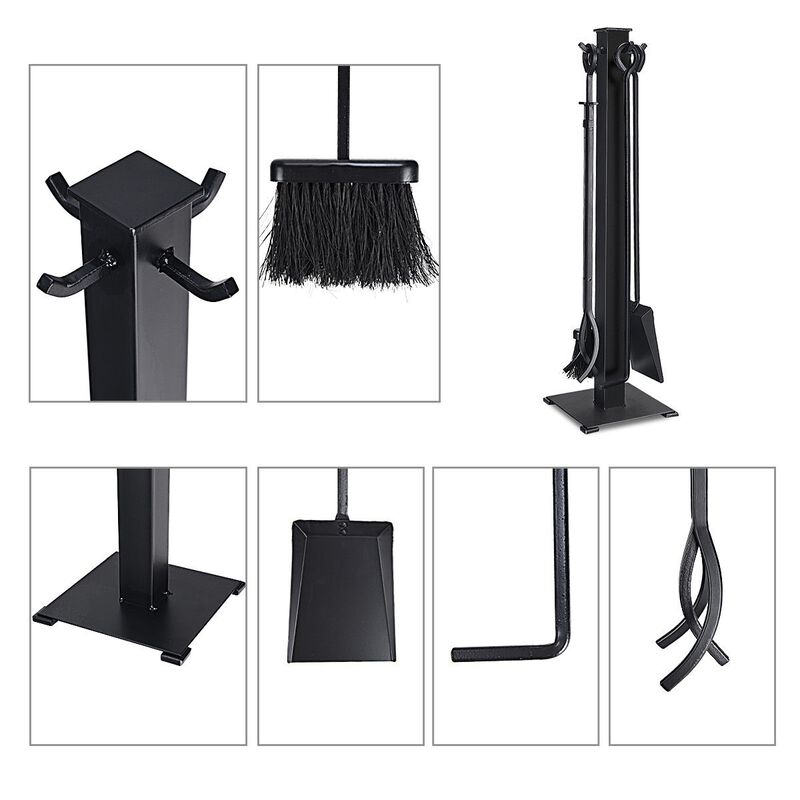Stylish 5 Piece Fireplace Tool Set For Storage Of Fire Tools image number 6