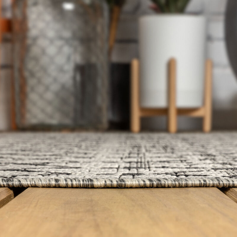 Ourika Moroccan Geometric Textured Weave Square Indoor/Outdoor Area Rug