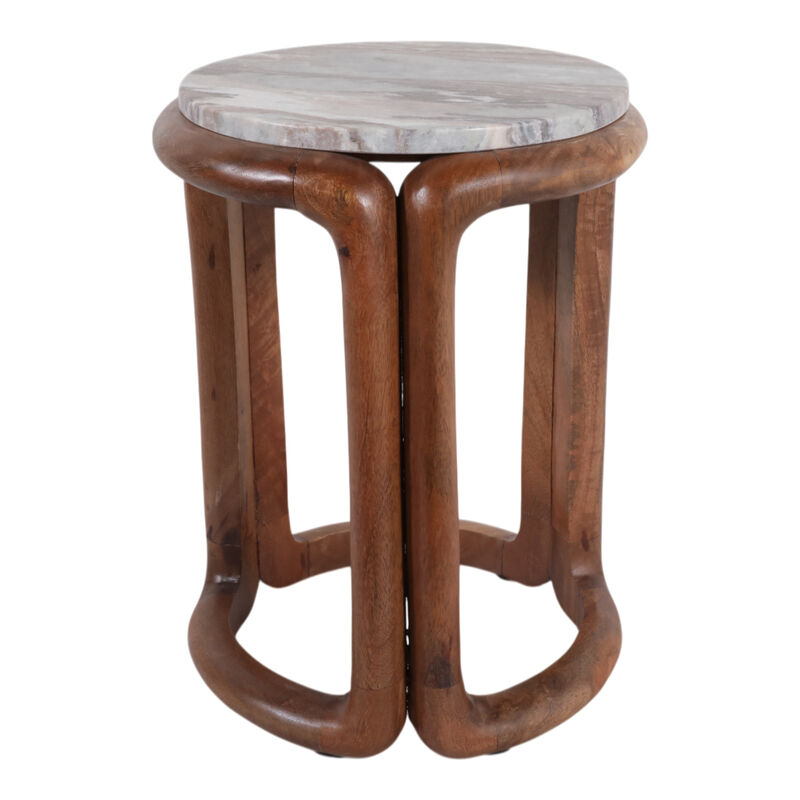 18x14" Marble Top Inlay Wood Accent Table image number 0