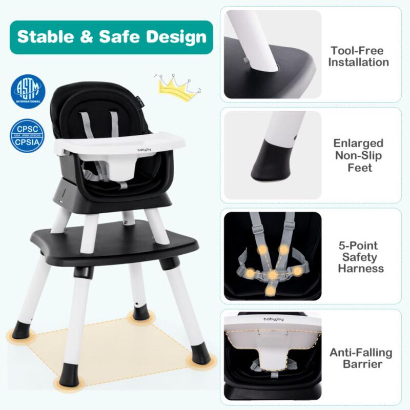 Hivvago 6-in-1 Convertible Baby High Chair with Adjustable Removable Tray