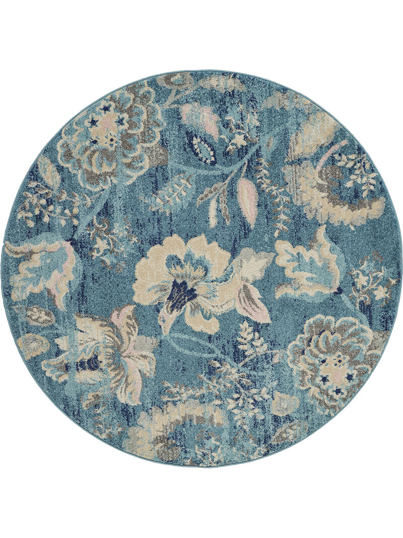 Tranquil TRA02 Turquoise 5'3" x Round Rug image number 0