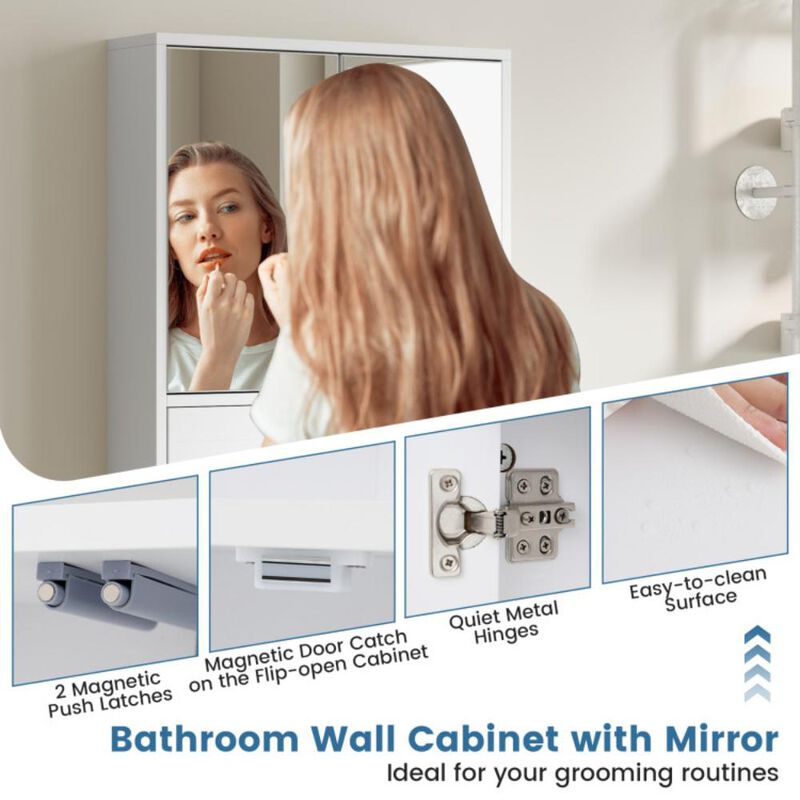 Hivvago Double Door Wall-Mounted Bathroom Mirrored Medicine Cabinet