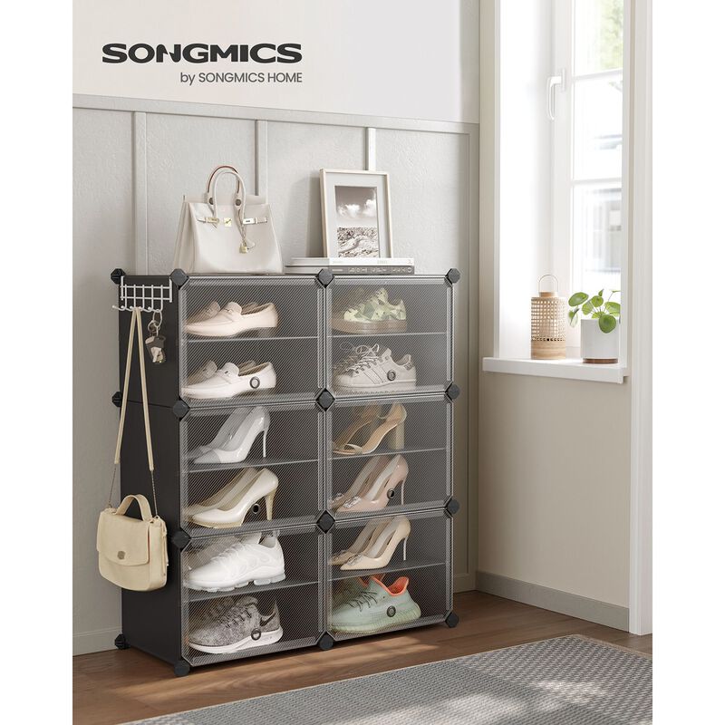 6-Cube Shoe Rack with Doors &ndash; Space-Saving Shoe Storage Unit Holds Up to 24 Pairs in Entryway or Bedroom