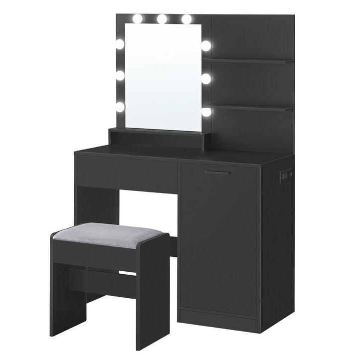 Vanity Desk with Mirror and Lights