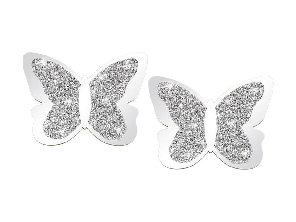 Butterfly Wall Accent Decor Set of 2 Silver Crystal Art for Bedroom Living Room