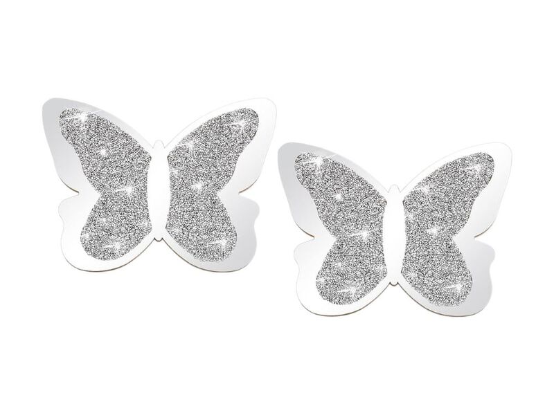 Butterfly Wall Accent Decor Set of 2 Silver Crystal Art for Bedroom Living Room image number 0