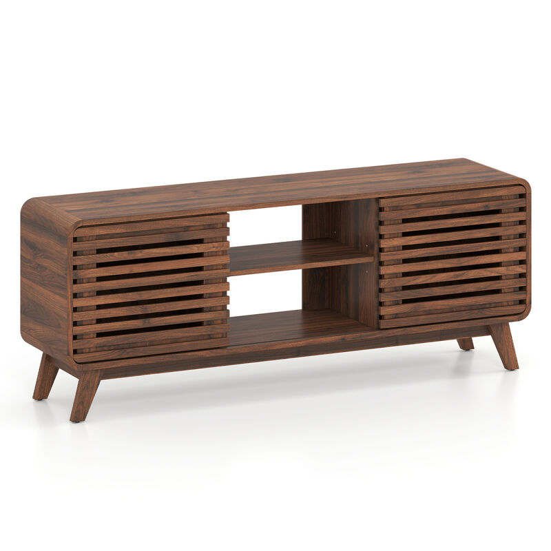 Modern Entertainment Center with Grille Style Sliding Doors for Living Room image number 0