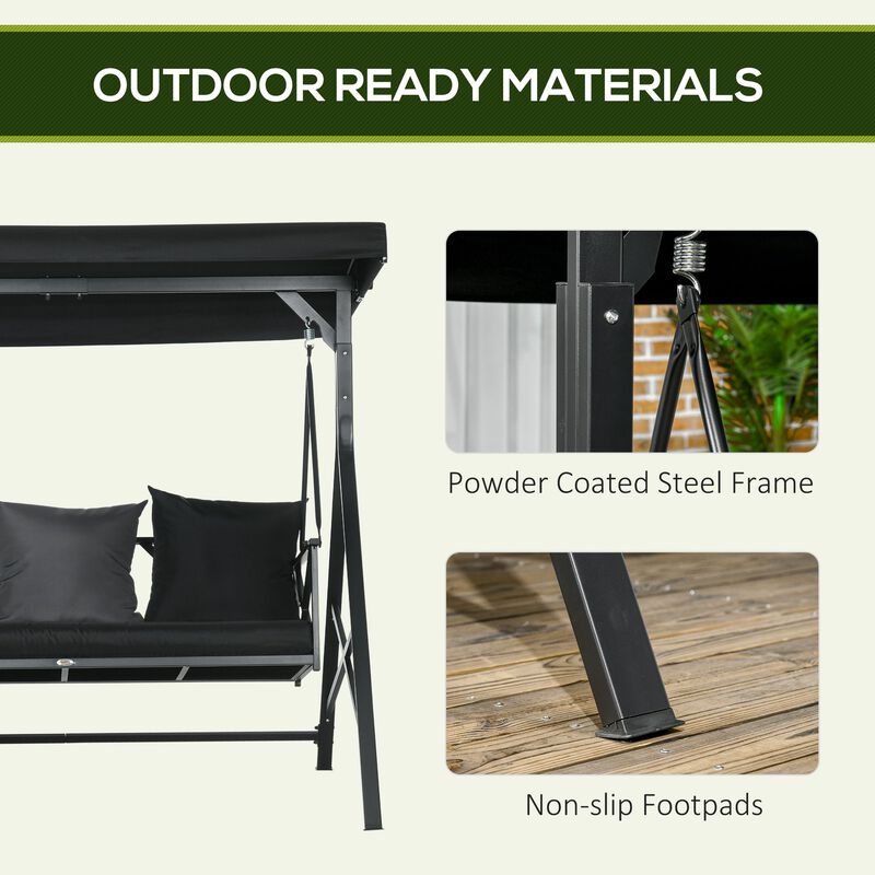Hivvago 3-Seat Patio Swing with Adjustable Canopy image number 6