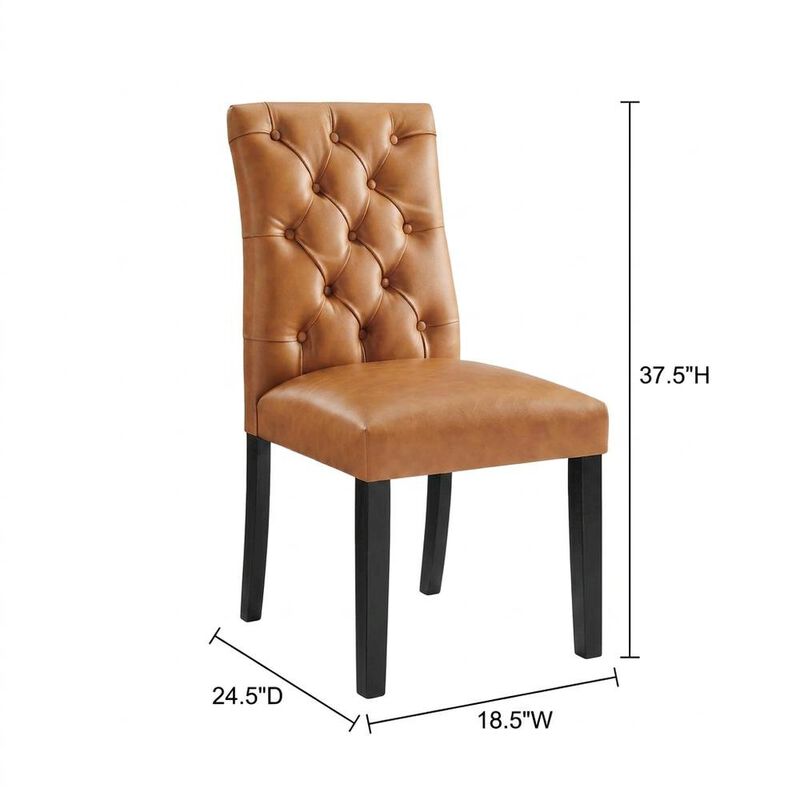 Vinyl-Upholstered Dining Chairs for Kitchen and Dining Room, Tan, Set of 2 image number 3
