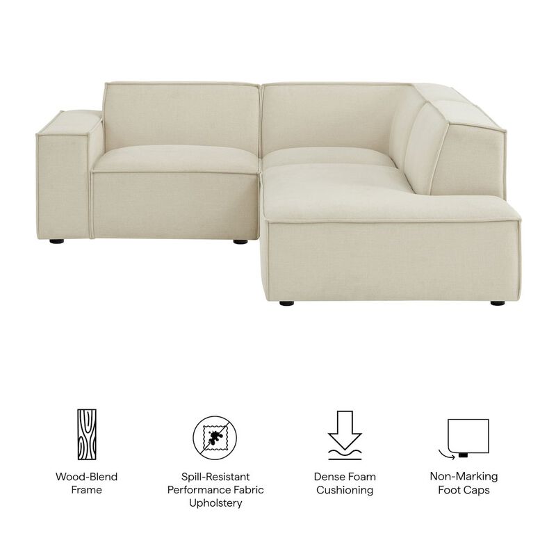 Restore 3-Piece Performance Fabric Upholstered Modular L-Shaped Sectional Sofa image number 1