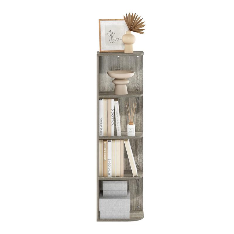 Furinno Pasir 4-Tier Corner Open Shelf Bookcase, French Oak