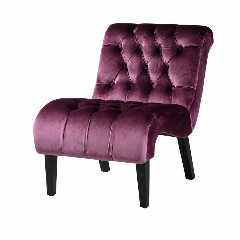 GOODSILO Armless Velvet Upholstered Accent Chair Leisure Chair with Wooden Legs for Living Room, Bedroom, Office, Small Spaces image number 0