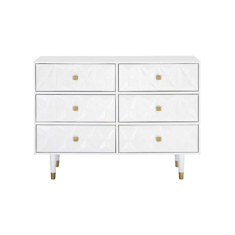 Linon Six Drawer Geo Texture Dresser White image number 1