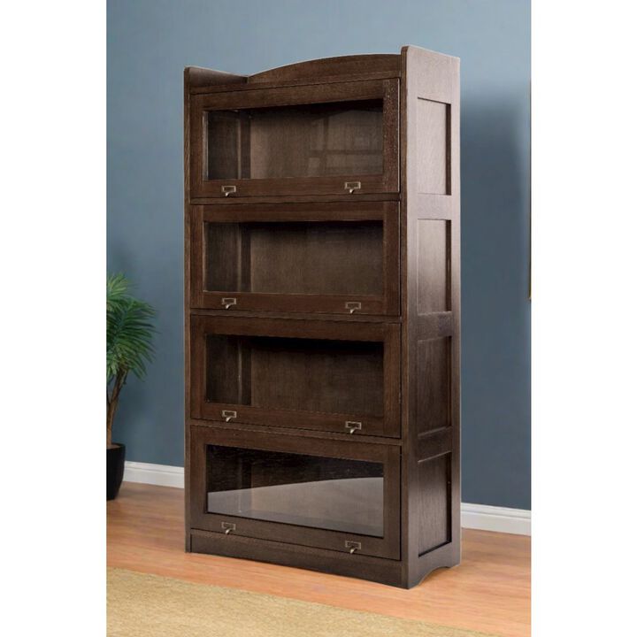 Crafters and Weavers Mission Quarter Sawn Oak 4 Stack Barrister Bookcase - Walnut