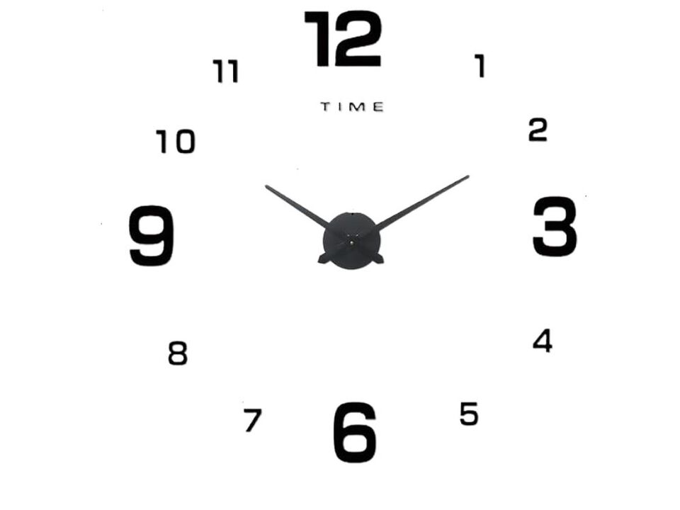 DIY Mirror Reloj Digital Pared Black Wall Clock Modern Living Room Decor