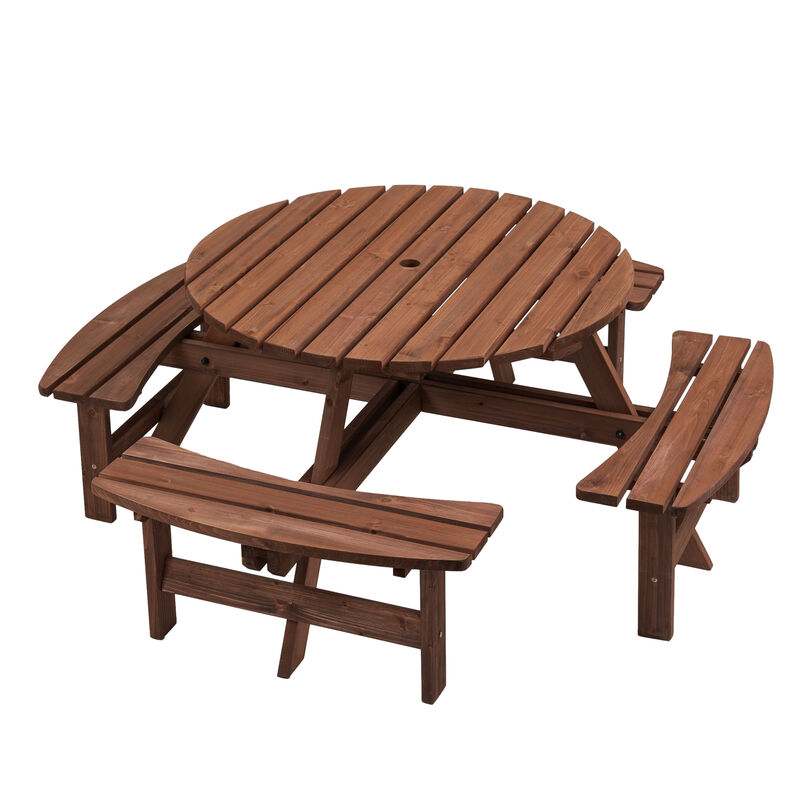 Gwogfa 8 Person Wooden Picnic Table image number 0