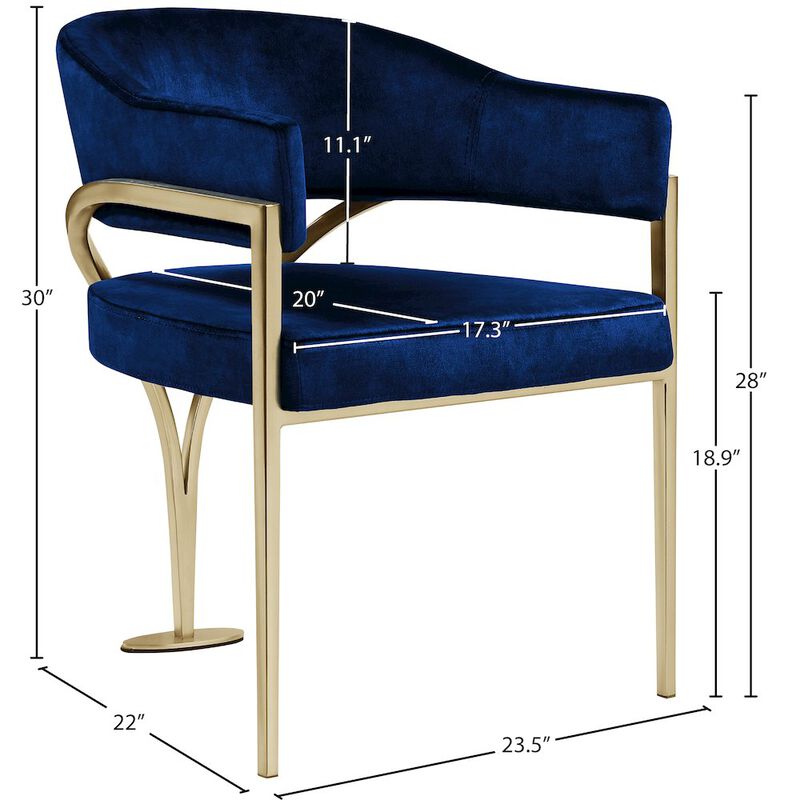 Meridian Furniture Madelyn Navy Velvet Dining Chair, Set of 2