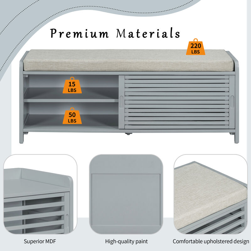 Merax Distressed Shutter Storage Bench with Acacia Veneer