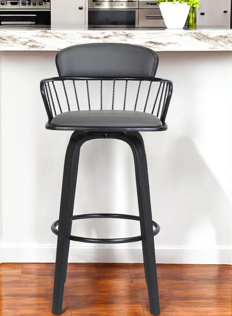 HomeRoots 26" Faux Leather Counter Stool with Low Back and Square Seat image number 1
