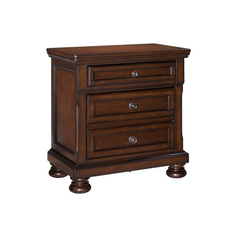 Ayla 30 Inch Classic Nightstand, Wood Frame, 2 Drawers, Hand Finished Brown-Benzara image number 1