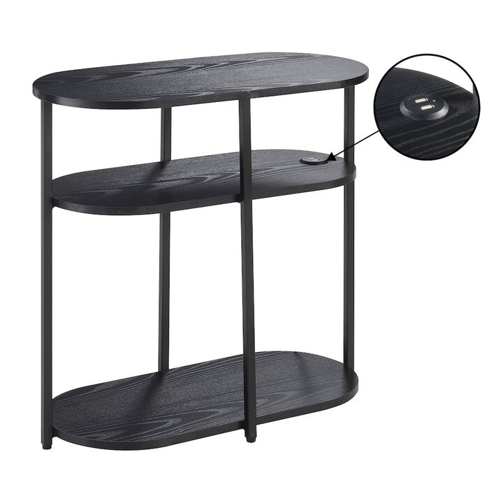 Convenience Concepts Designs2Go Simon 3 Tier Oval Chairside End Table with USB Ports
