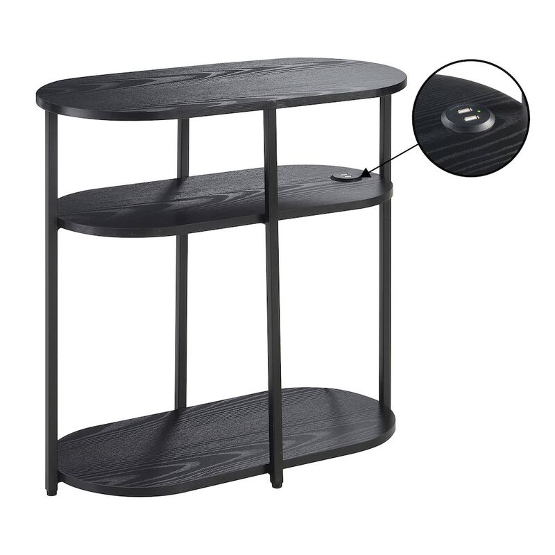 Convenience Concepts Designs2Go Simon 3 Tier Oval Chairside End Table with USB Ports