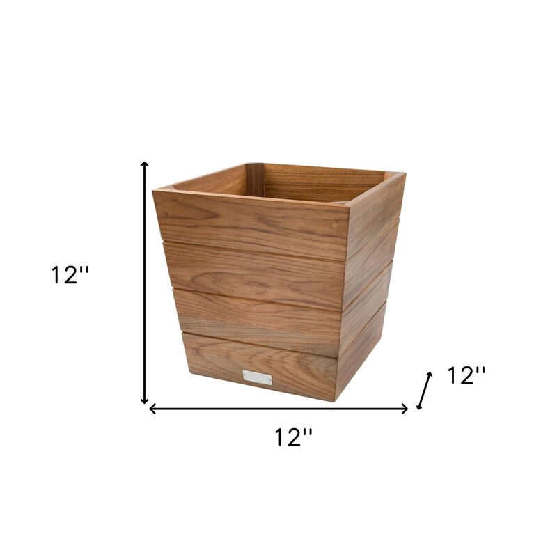 HomeRoots 12" Brown Wood Indoor Outdoor Square Planter Box image number 5