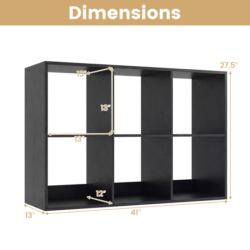 Large 6 Cube Storage Shelf with Back Guardrail for Bedroom image number 2