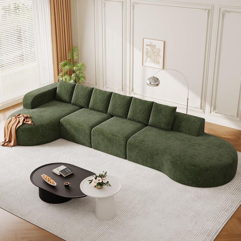 Vipbear 176" Oversized Modular Sectional Couch with Deep Seat, Chenille 6 Seater Living Room Sofa image number 2