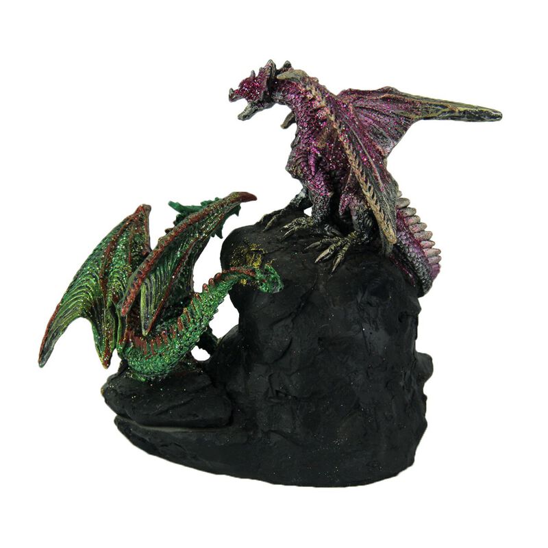 Purple And Green Battle Dragons Gothic Color Changing LED Geode Statue image number 2