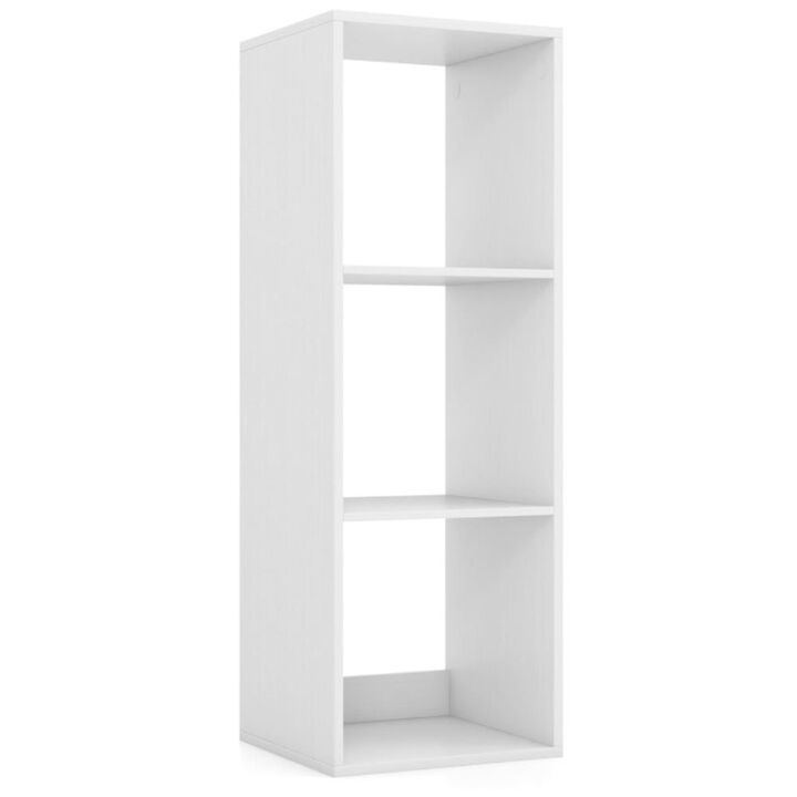 Hivvago 3 Cube Bookshelf with Back Guardrail for Living Room Bedroom