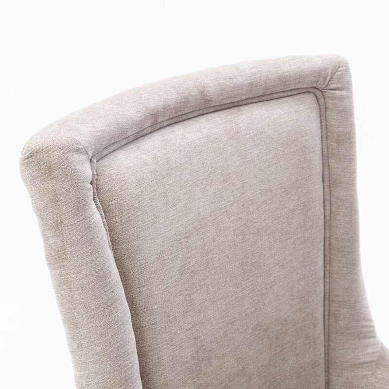 Streamdale Set of 2 Beige Dining Chairs with Fabric and Wood Legs image number 6