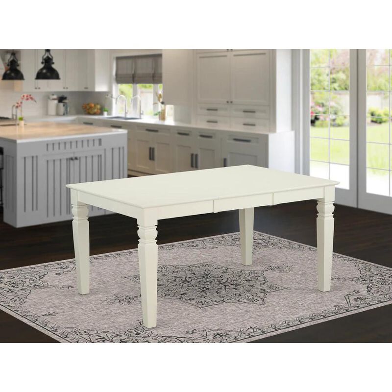 East West Furniture Weston  Rectangular  Dining  Table  with  18  in  butterfly  Leaf  in  Linen  White