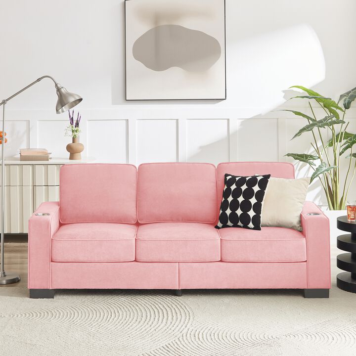 Spresk 83.86"Snowfleece Fabric sofa