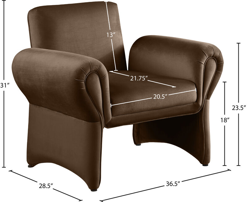 Meridian Furniture Fleurette Brown Velvet Accent Chair image number 7