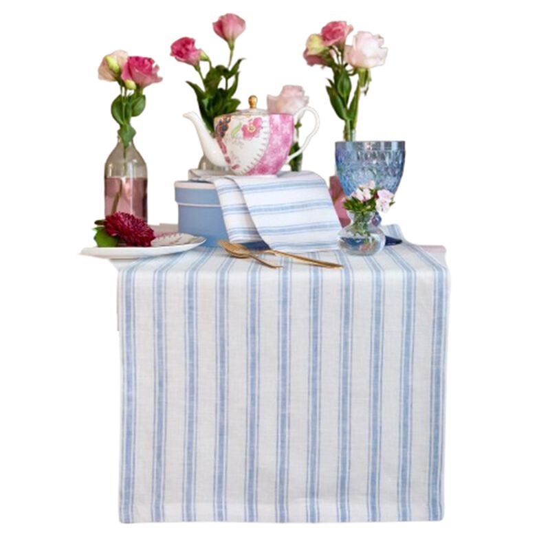 Linen Table Runner - Capri Ticking Stripe