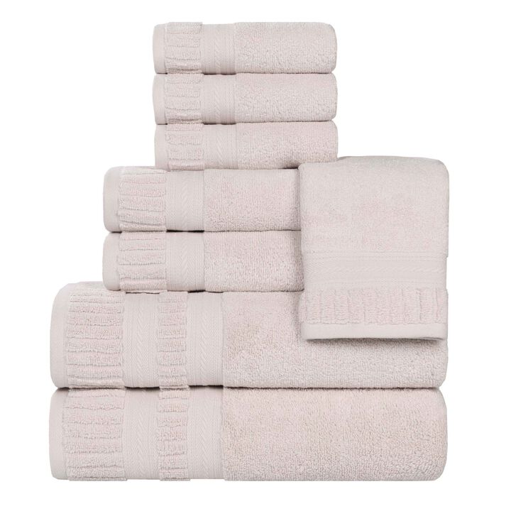 8 Piece Zero Twist Cotton Bath Towel Set Plush Quick Dry Towels