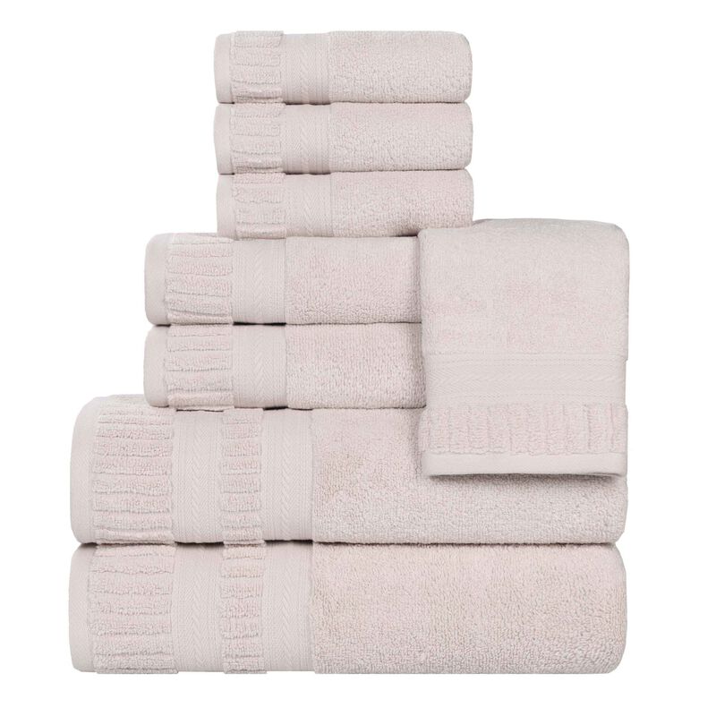 8 Piece Zero Twist Cotton Bath Towel Set Plush Quick Dry Towels image number 0