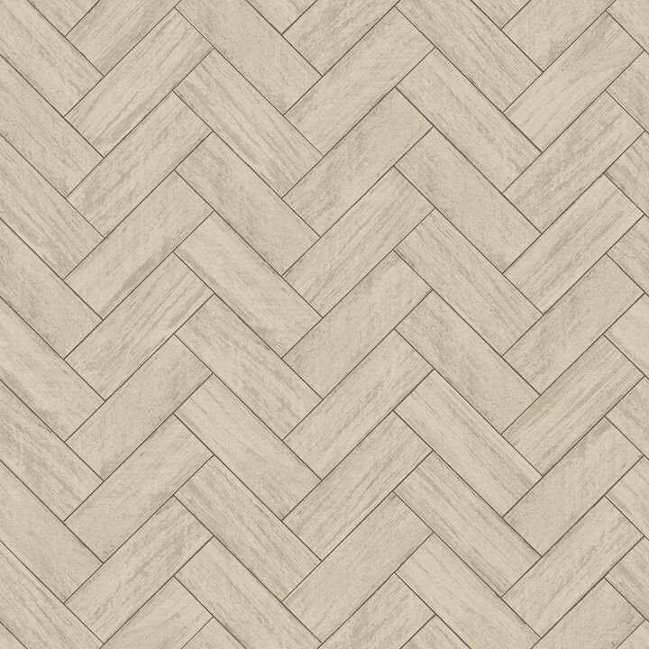 Kaliko Taupe Wood Herringbone Wallpaper