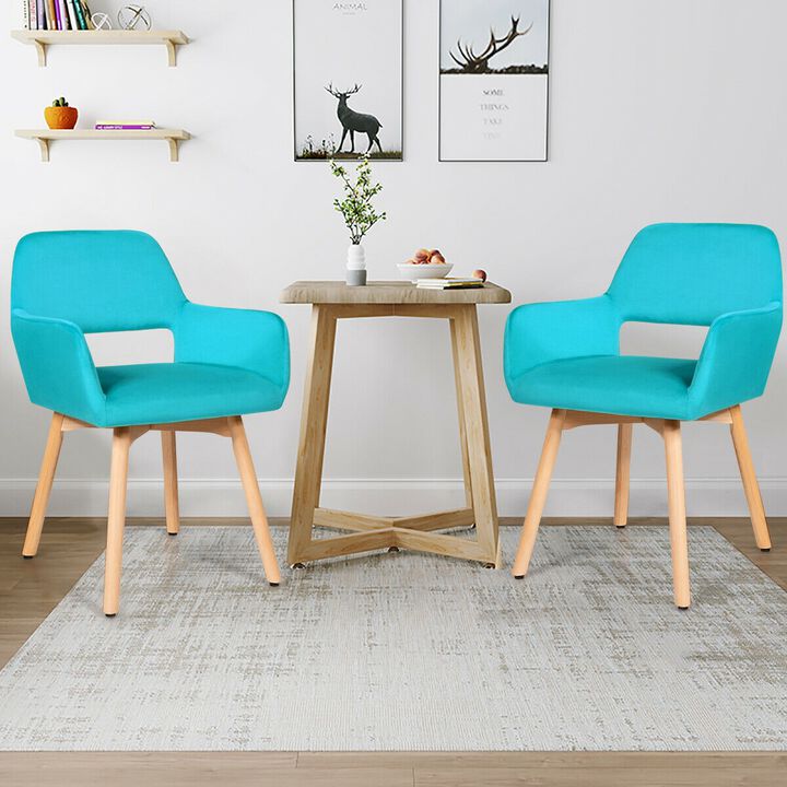 Set of 2 Modern Accent Armchairs-Blue