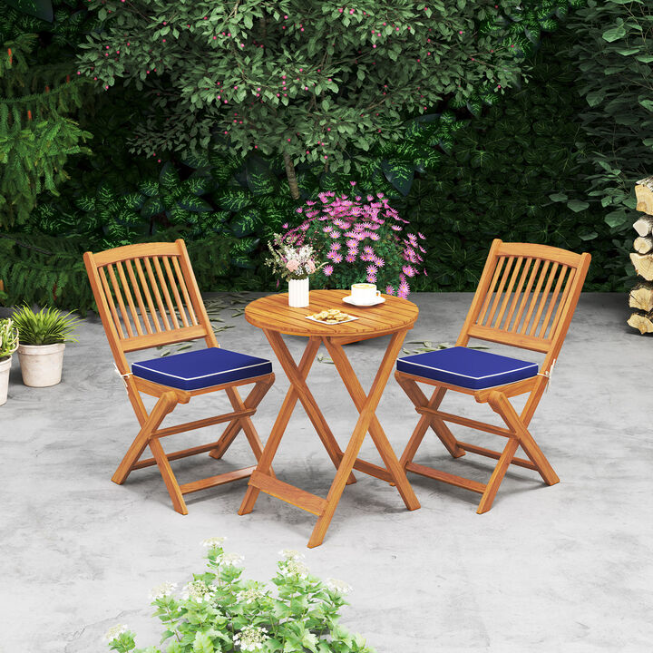 Outdoor Folding Chairs with Seat Cushions Set of 2